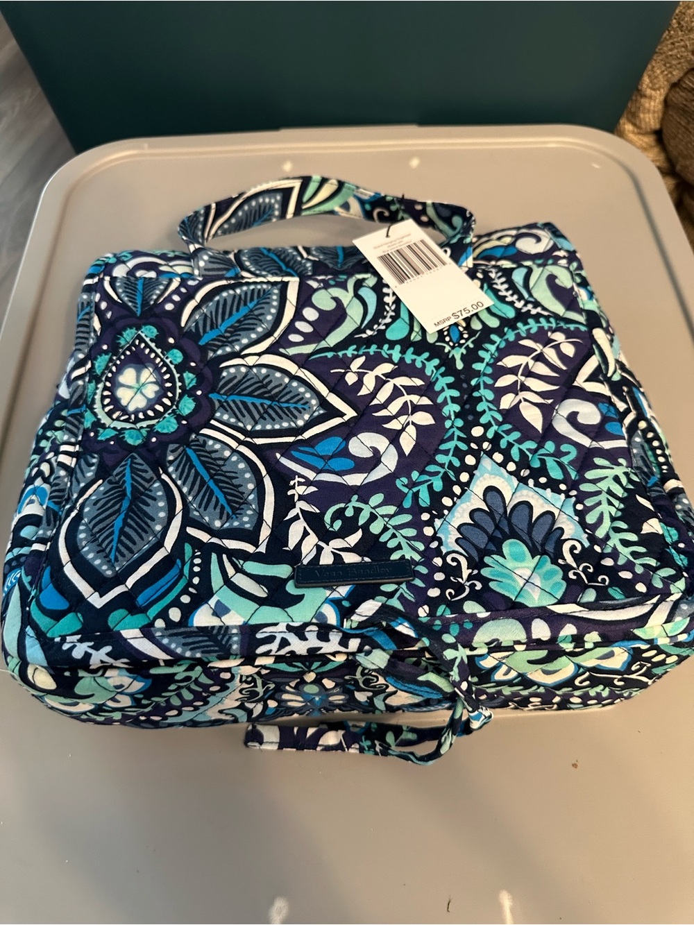 Vera Bradley Blue Teal Navy Floral Travel Bag